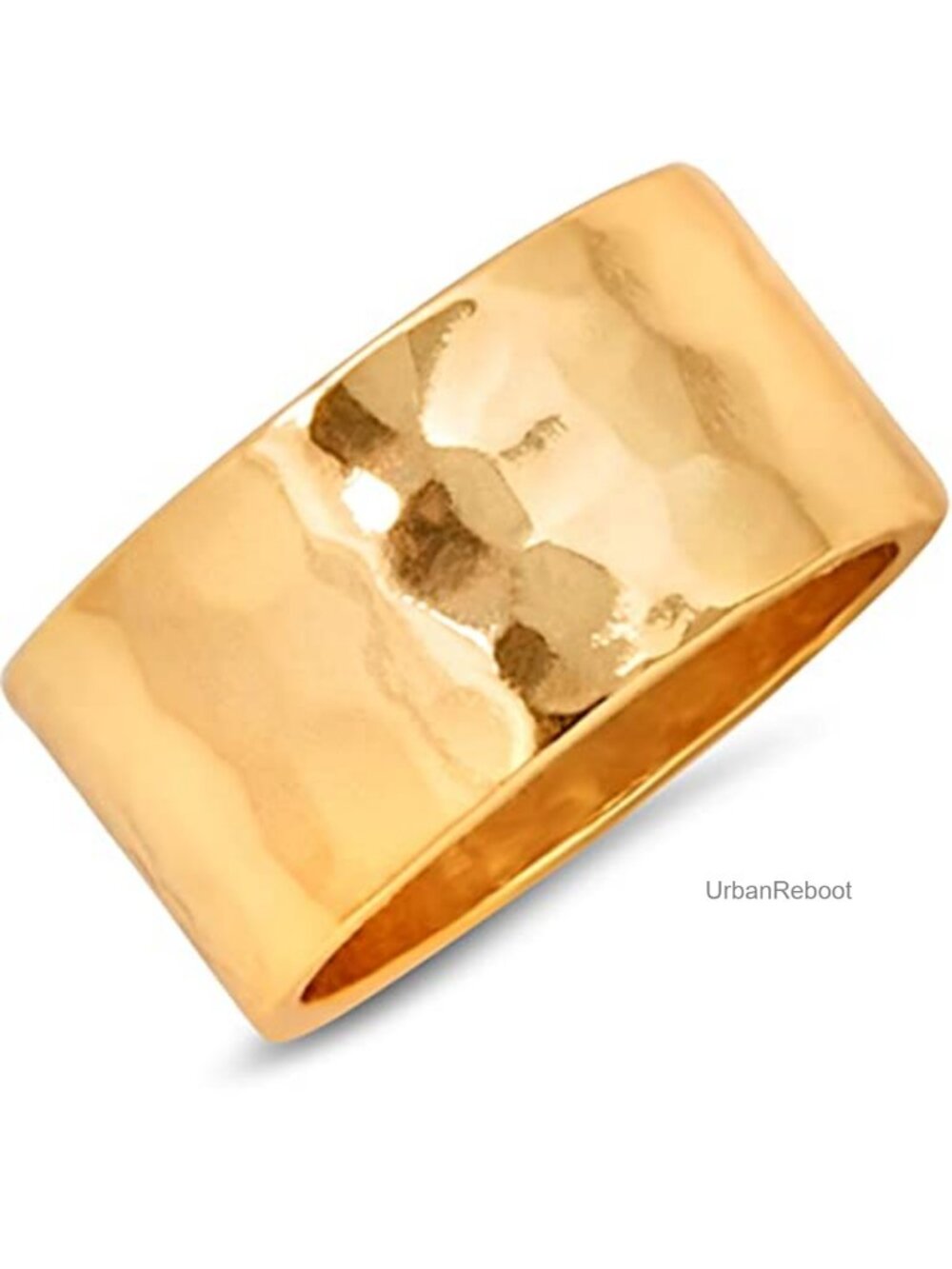 18K Gold Plated Chunky Hammered Band Ring